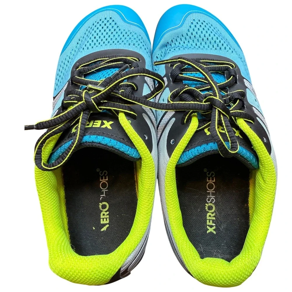 Xero Shoes HFS Mens 8 Blue Black Neon Minimalist Barefoot Road Running Sneakers